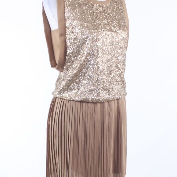 Khaki gold C.LUCE sleeveless blouse dress S - Picture 3 of 8